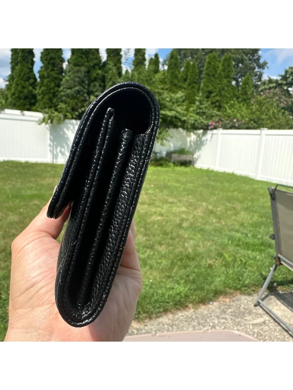 Chanel 2014 Black Caviar Quilted CC Long Flap Wallet Box